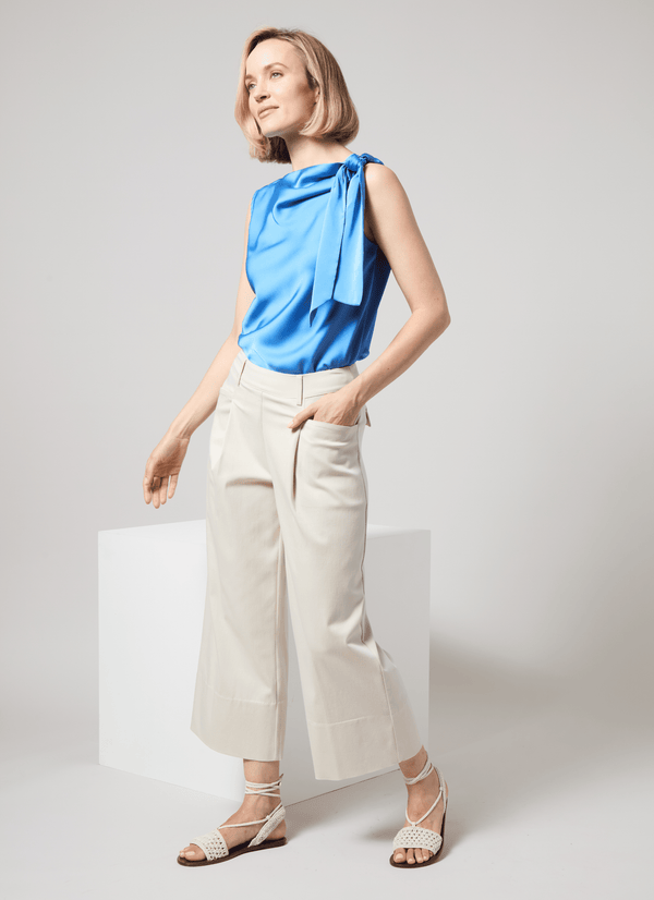 Lyssé Mirabelle Pleated Wide Palazzo (25" Inseam) Oat