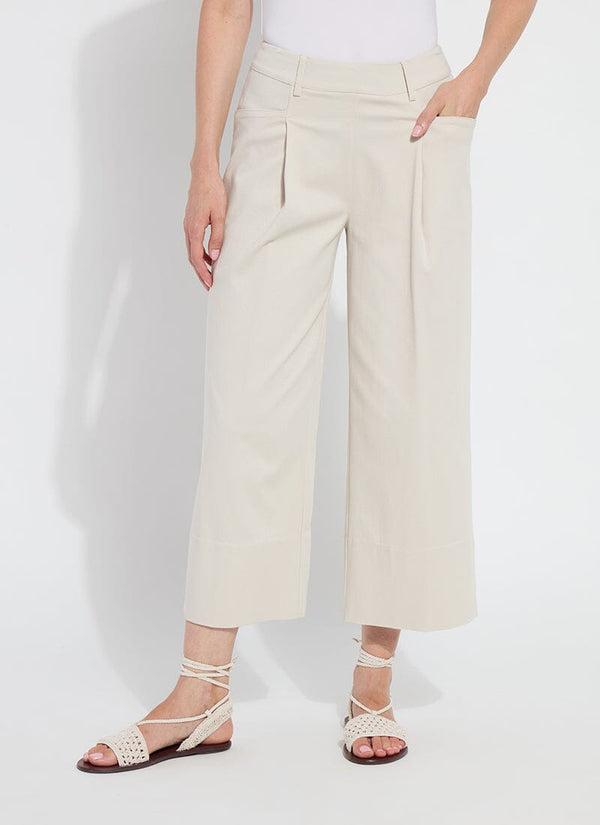 Lyssé Mirabelle Pleated Wide Palazzo (25" Inseam) Oat