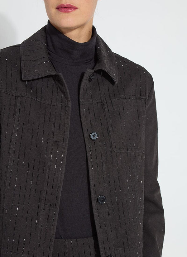 Lyssé Nala Embellished Denim Jacket Curvy Black