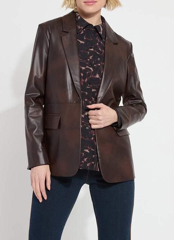 Lyssé Natalia Vegan Leather Blazer Antique Brown
