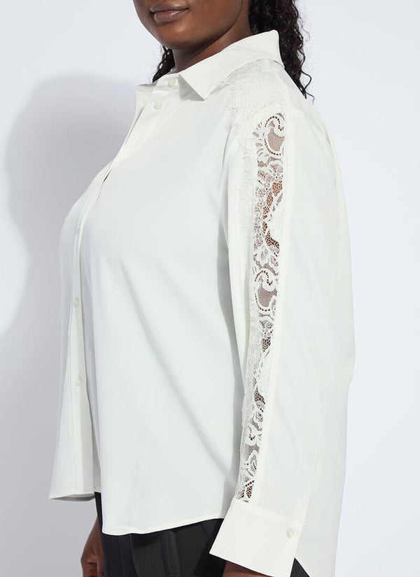Lyssé Natasha Lace Trim Shirt Curvy Ice