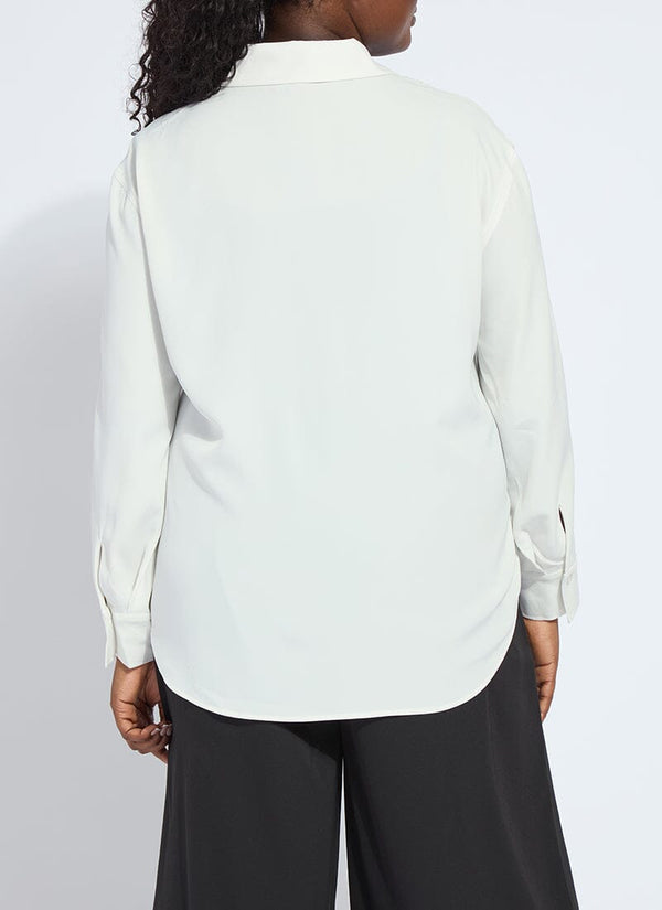 Lyssé Natasha Lace Trim Shirt Curvy Ice