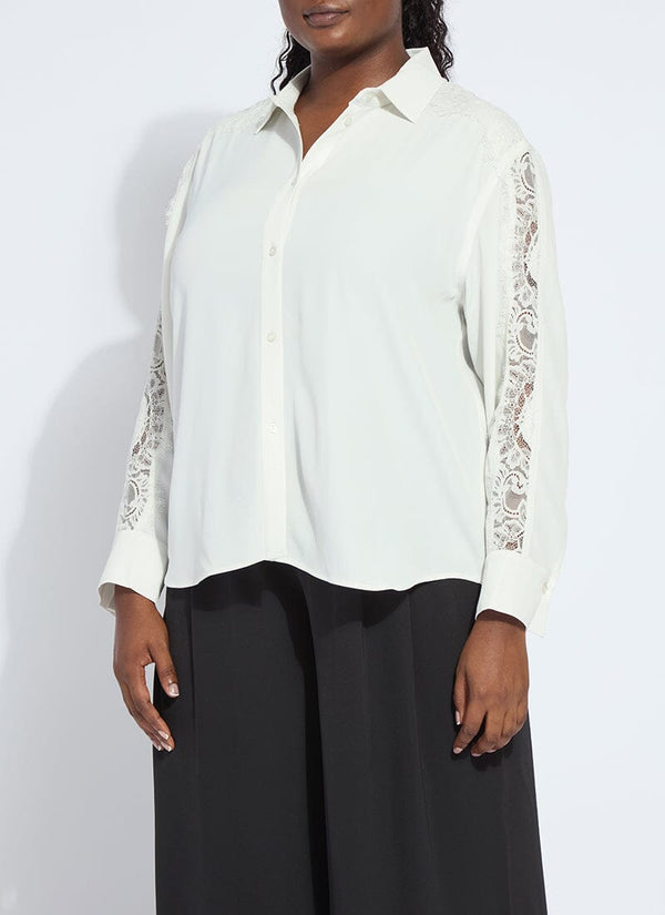 lyssé Natasha Lace Trim Shirt Curvy Ice