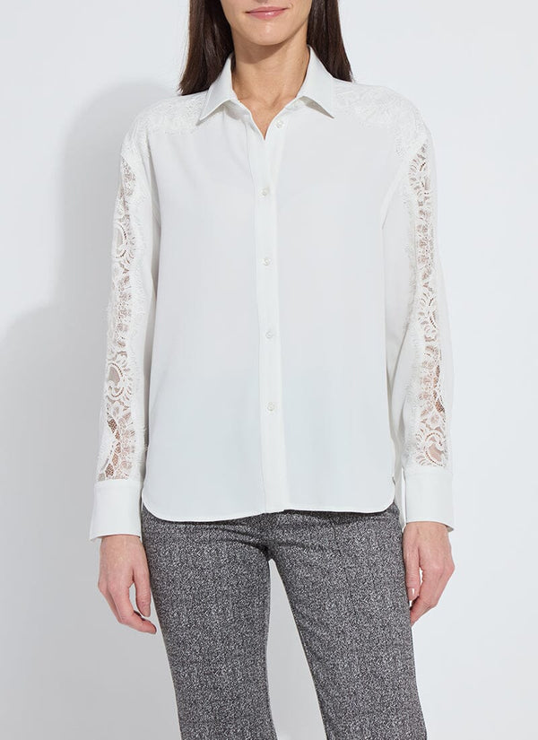 Lyssé Natasha Lace Trim Shirt Ice