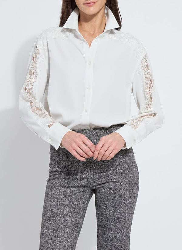 Lyssé Natasha Lace Trim Shirt Ice