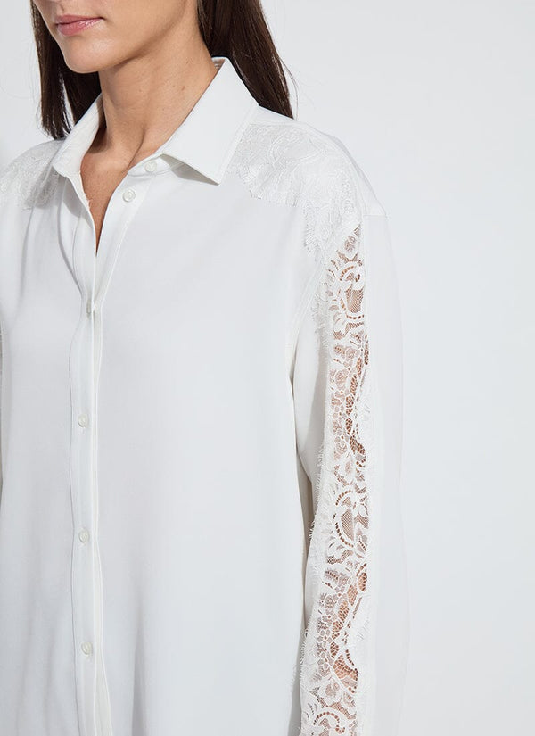 lyssé Natasha Lace Trim Shirt Ice