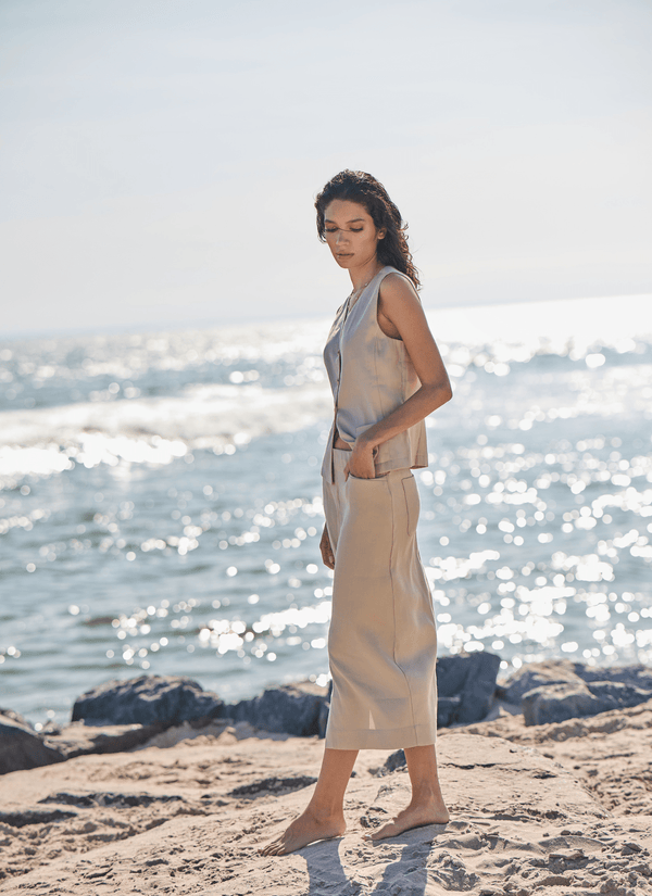 Lyssé Nixie Linen Long Pencil Skirt Linen