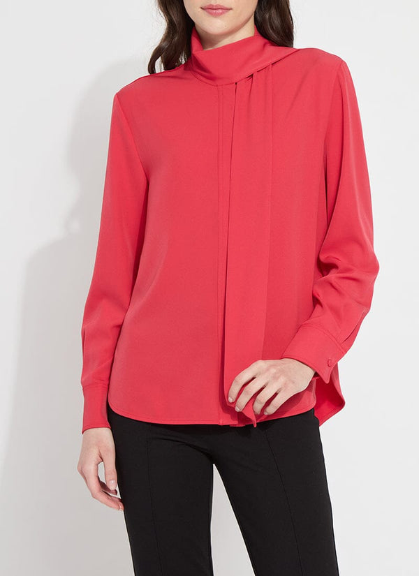 Lyssé Odette Scarf Neck Blouse Defined Red