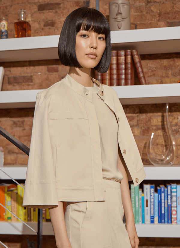 lyssé Pamela Crop St Twill Jacket Ecru