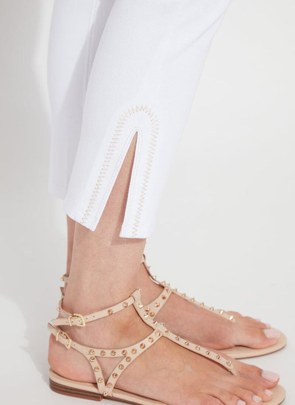 Lyssé Poppy Embroidered Denim (25" Inseam) White
