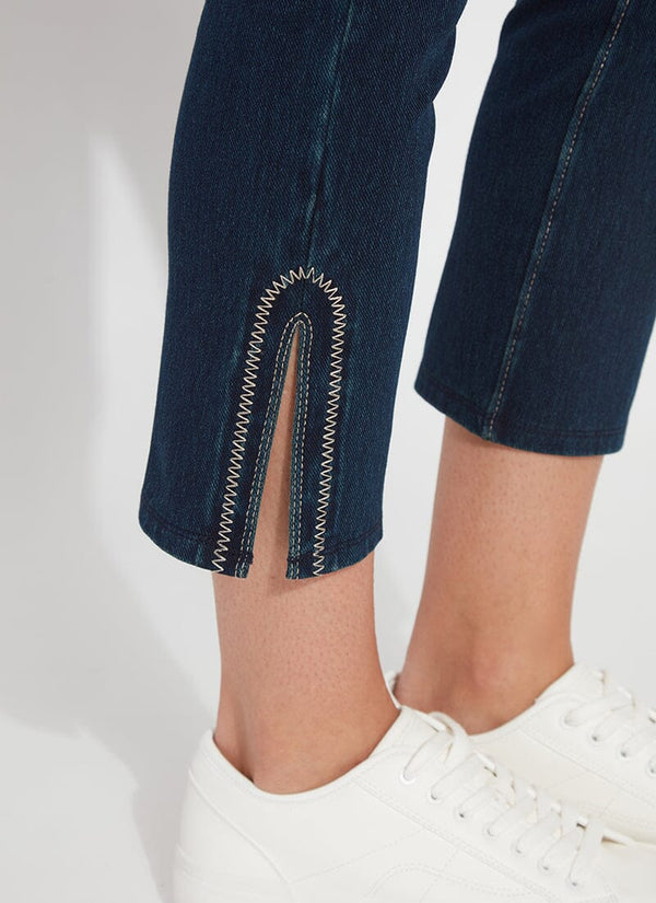 Lyssé Poppy Embroidered Denim (25" Inseam) White