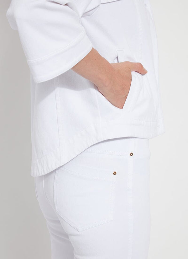 Lyssé Remi 3/4 Sleeve Denim Jacket Curvy White