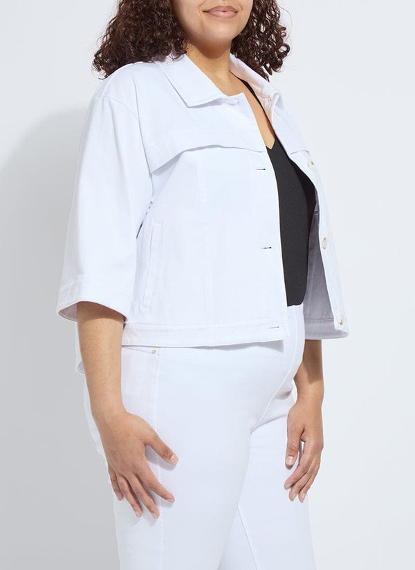 Lyssé Remi 3/4 Sleeve Denim Jacket Curvy White