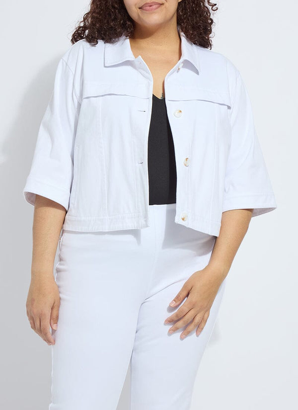 lyssé Remi 3/4 Sleeve Denim Jacket Curvy White