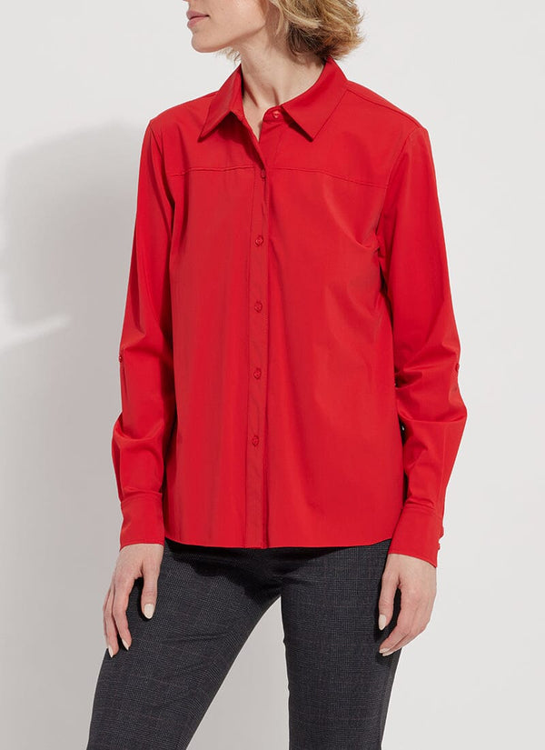 Lyssé Roll Tab Button Down Shirt Fuchsia