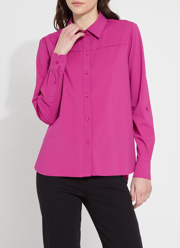 lyssé Roll Tab Button Down Shirt Fuchsia