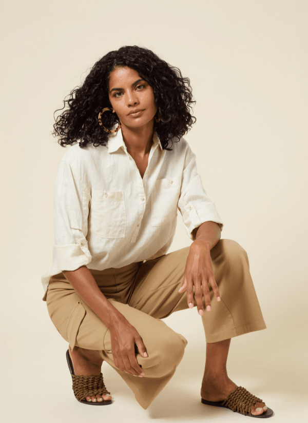 Lyssé Rose Roll Tab Utility Shirt Olive Tint