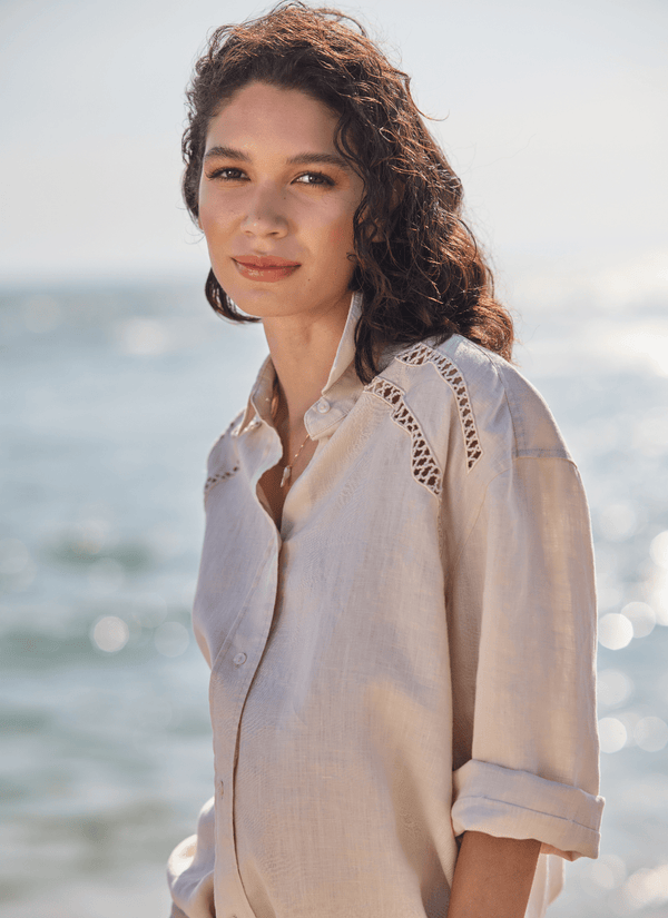 Lyssé Roxanna Embroidered Shirt Sailcloth