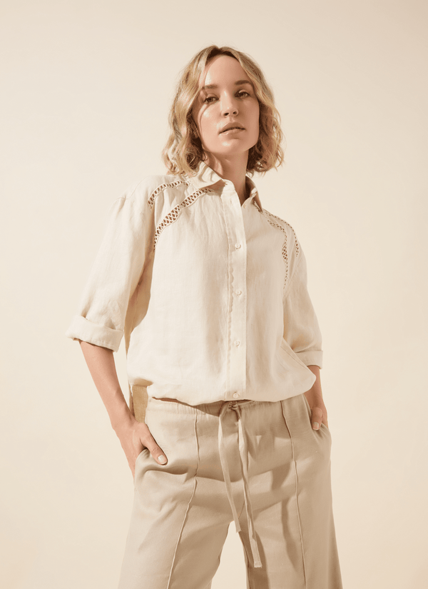 lyssé Roxanna Embroidered Shirt Sailcloth