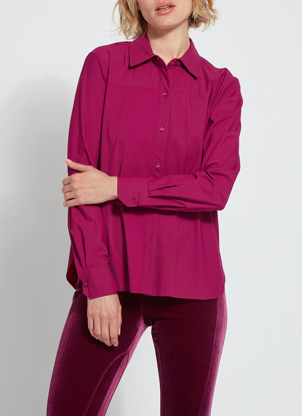 lyssé Russet Button Down Top Magic Violet