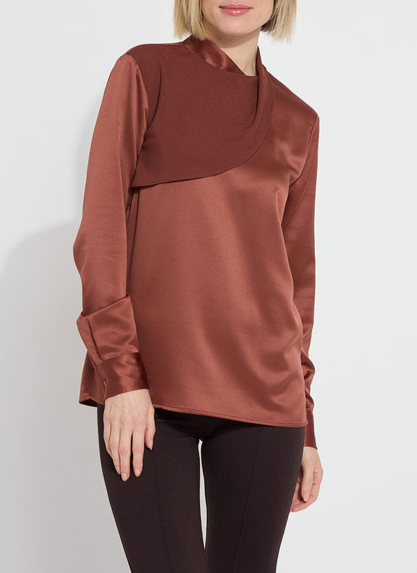 lyssé Sally Draped Blouse Rich Clay