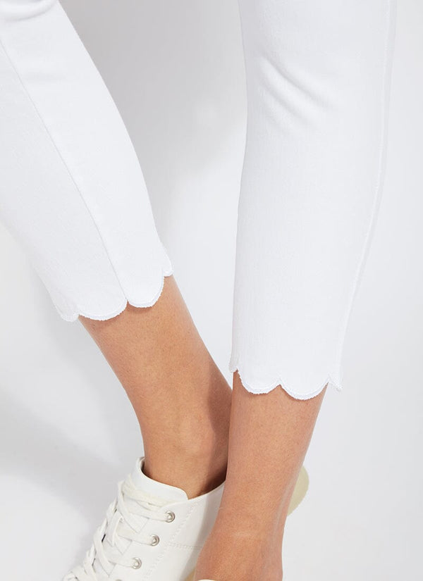 Lyssé Scallop Hem Denim (25.5" Inseam) White