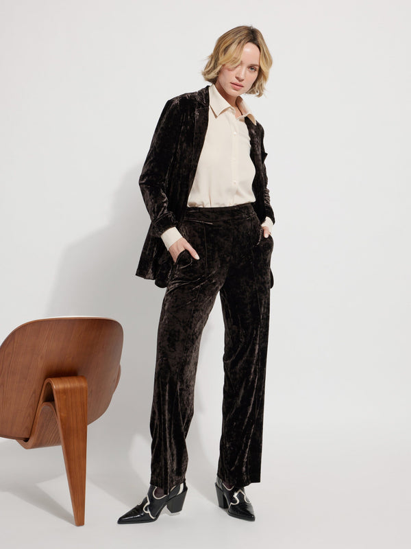 Lyssé Shay Crushed Velvet Blazer Double Espresso