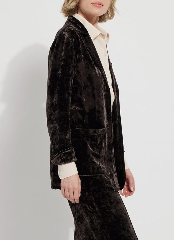 Lyssé Shay Crushed Velvet Blazer Double Espresso