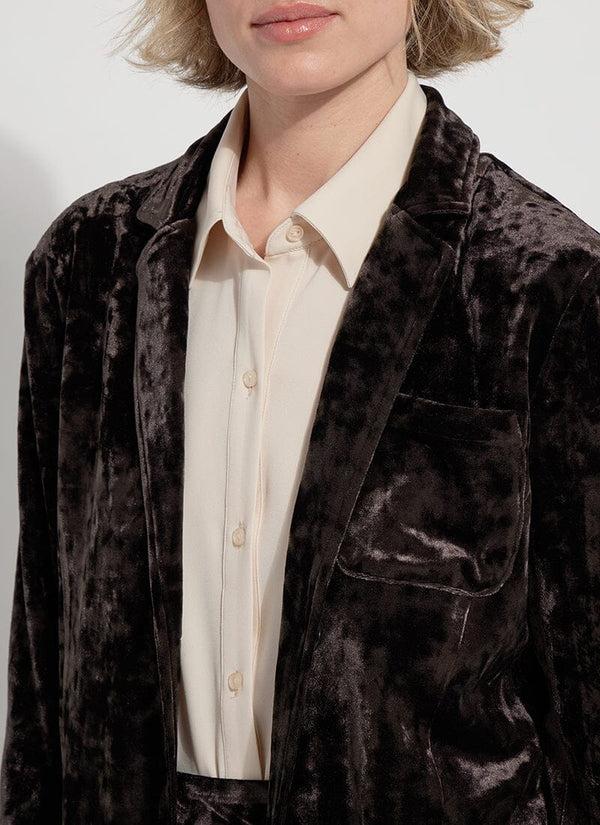 Lyssé Shay Crushed Velvet Blazer Double Espresso