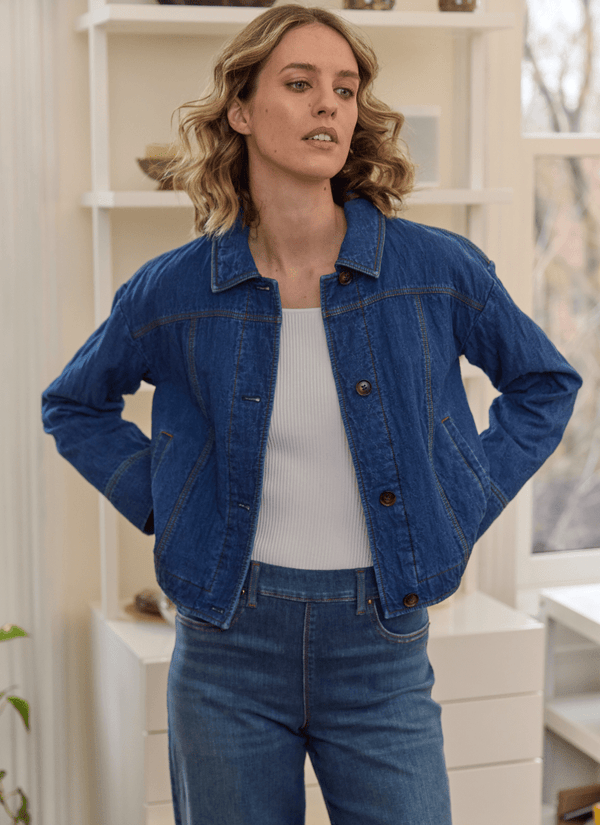 lyssé Sloane Quilted Denim Jacket Dark Midwash