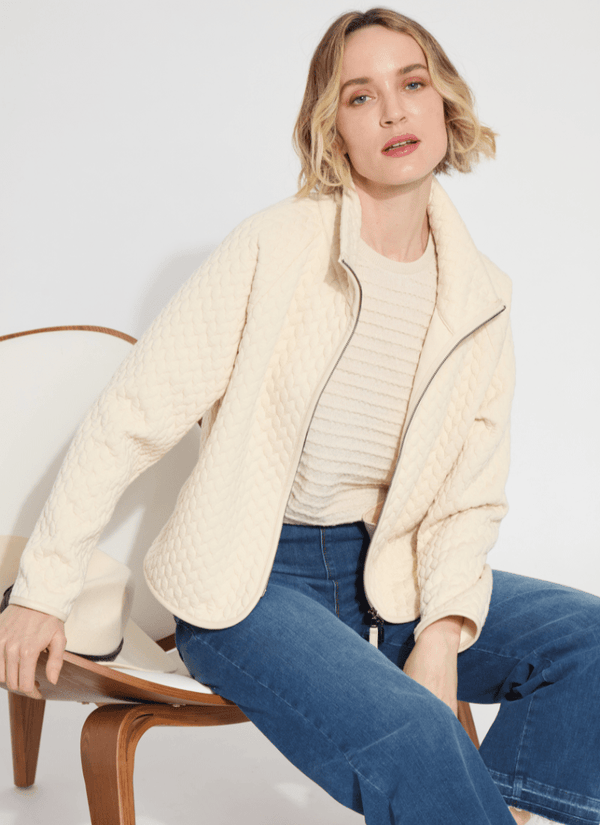 lyssé Sol Quilted Cable Jacket Panna Cotta