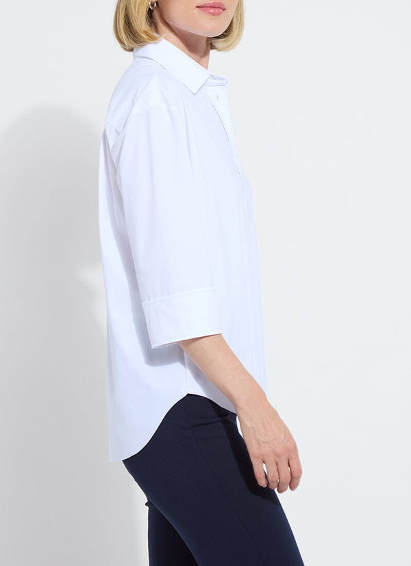 Lyssé Sophie 3/4 Sleeve Cropped Shirt White