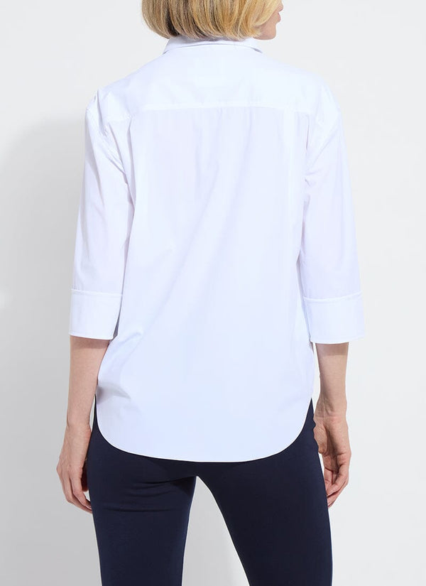 Lyssé Sophie 3/4 Sleeve Cropped Shirt White