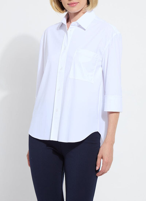 lyssé Sophie 3/4 Sleeve Cropped Shirt White