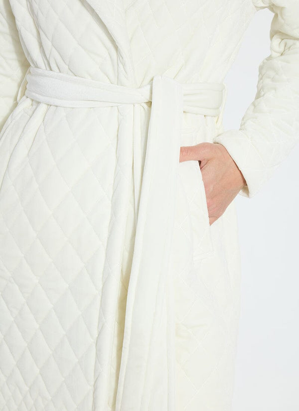Lyssé Starla Quilted Velvet Trench Coat Snow White