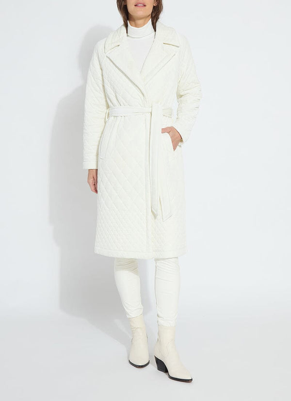 Lyssé Starla Quilted Velvet Trench Coat Snow White
