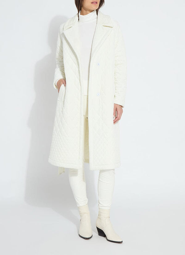 lyssé Starla Quilted Velvet Trench Coat Snow White