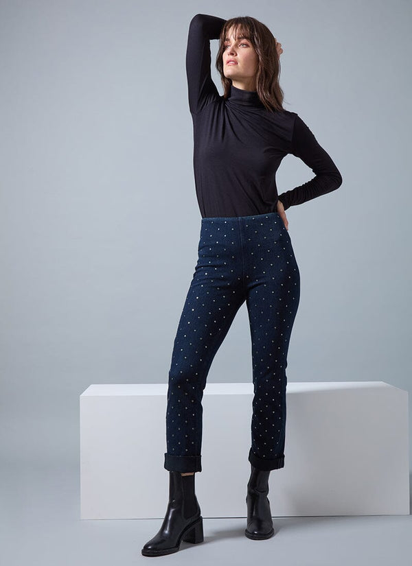 lyssé Studded Boyfriend Denim (26" Inseam) Indigo