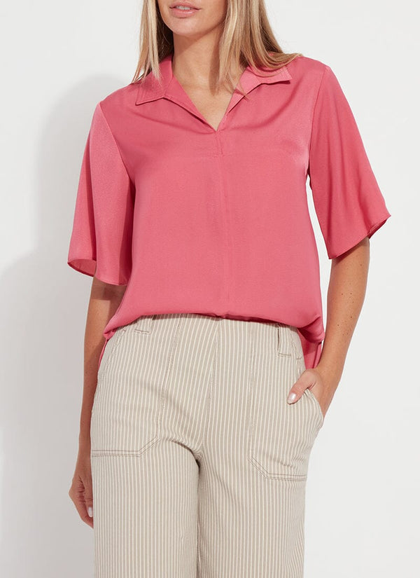 Lyssé Telia Cropped Pull On Top Coral Rose