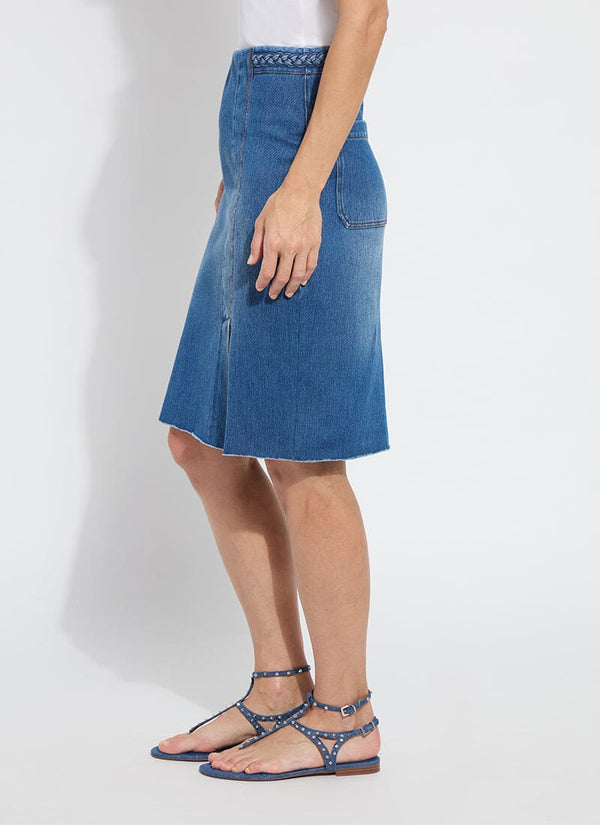 Lyssé Tess Braided Denim Pencil Skirt Mid Wash