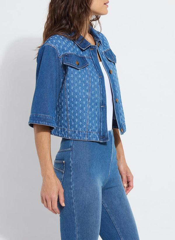 Lyssé Thea Crop Crochet Denim Jacket Mid Wash