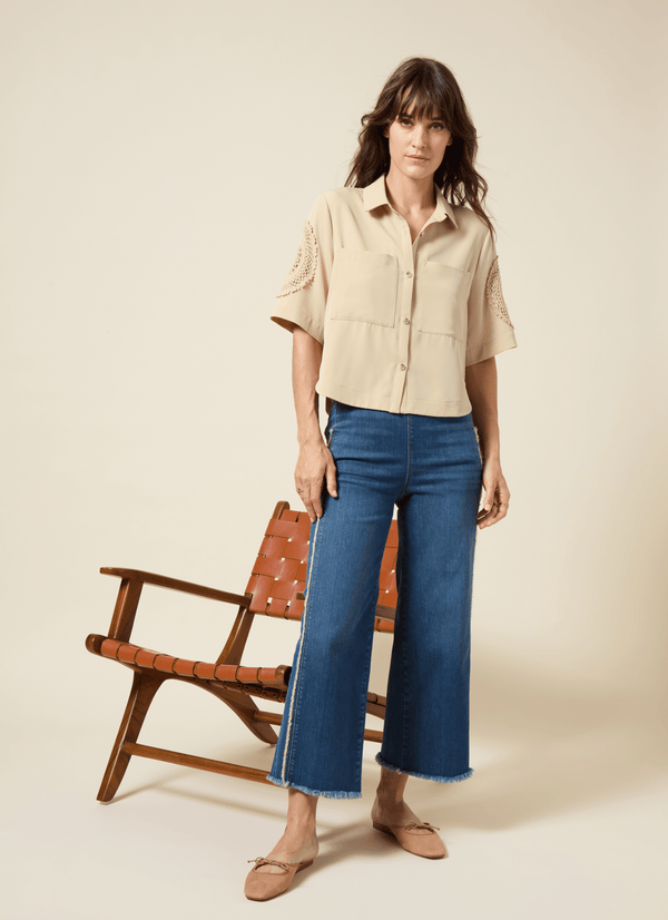 Lyssé Tyla Crochet Detail Short Slv Jacket Raffia