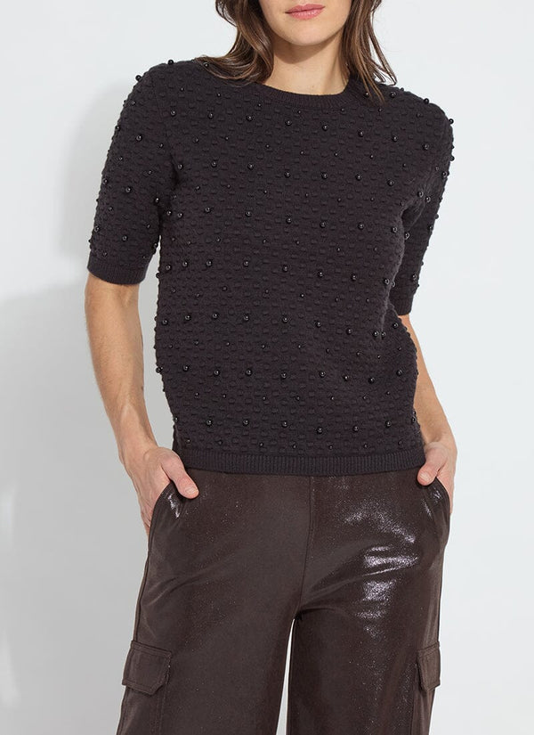 Lyssé Valentina Pearl Short Sleeve Sweater Black