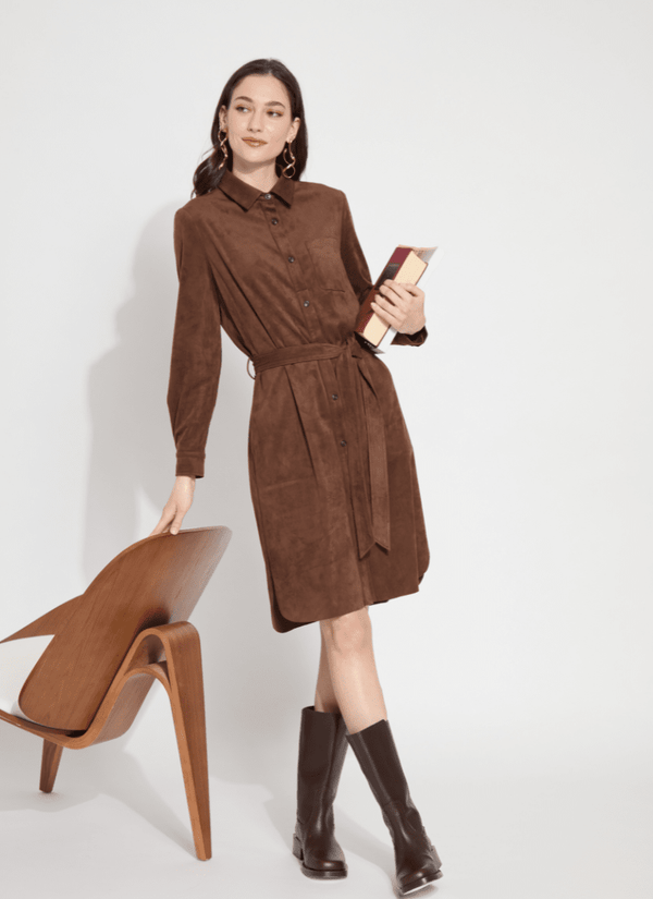 lyssé Vegan Suede Schiffer Dress Warm Brown