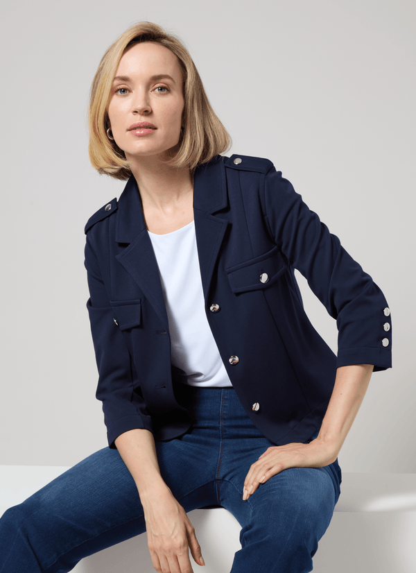 Lyssé Veronica Ponte Crop Blazer True Navy