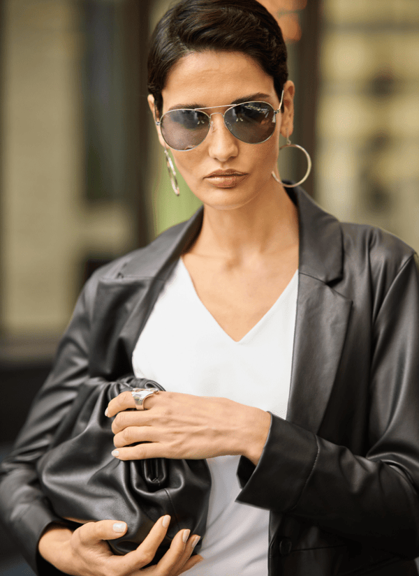 Lyssé Versatile Vegan Leather Blazer Black