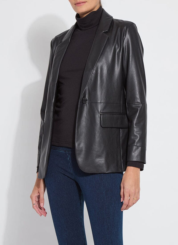 Lyssé Versatile Vegan Leather Blazer Black