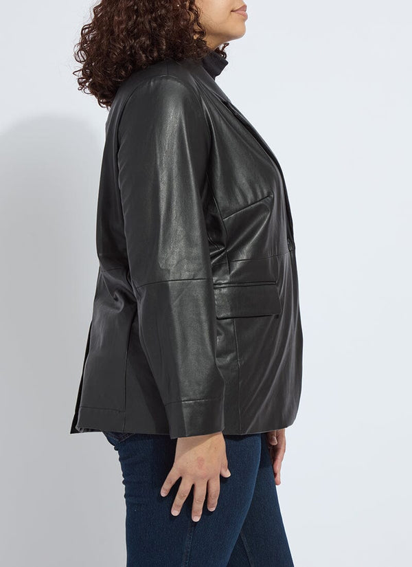Lyssé Versatile Vegan Leather Blazer Curvy Black