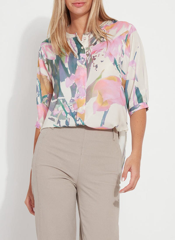 Lyssé Viviana Satin Shirt Neutrality Stripe