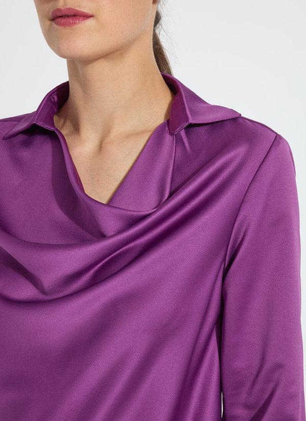 Lyssé Wallis Draped Cowl Neck Top Purple Ornament